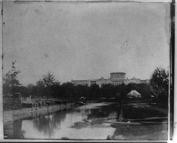 Near the foot of Capitol Hill—the old Tiber Canal—site of today's Botanic Gardens