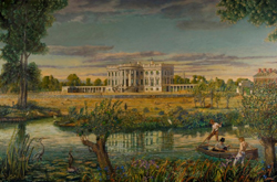 The White House along the banks of the Tiber Creek, c. 1825